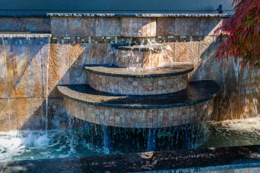 A fountain at a building at Alki Beach in West Seattle, Washington.