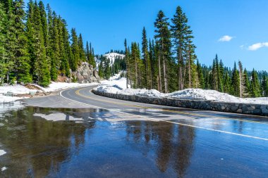 Washington 'da Chinook Geçidi yakınlarındaki 410 numaralı karayolu manzaralı..