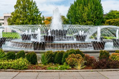 Olympia 'daki Washington Eyaleti' nin başkentindeki çeşmenin yakın çekim görüntüsü..