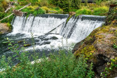 Tumwater, Washington 'da çağlayan bir şelale manzarası.