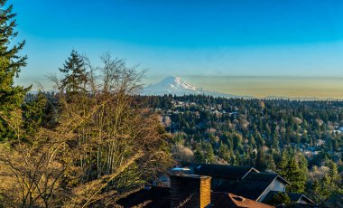 A view of Mount Rainier from Burien, Washington. clipart