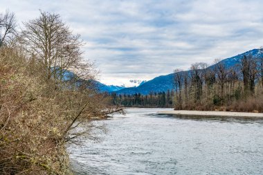 Washington 'da Skagit Nehri' nin 20. karayolu boyunca manzarası.