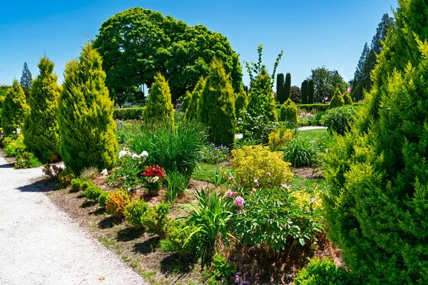 Washington Eyalet Meclisi 'ndeki Batık Bahçe' de çeşitli bitki ve çiçekler var..