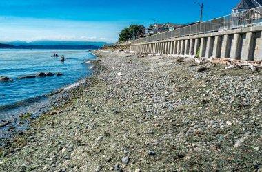 Batı Seattle, Washington 'da bir deniz duvarı manzarası.