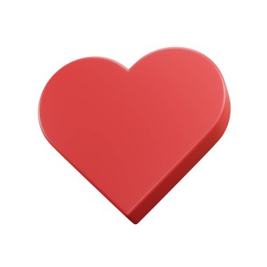 kalp simgesi beyaz arkaplanı izole et - 3B görüntüle