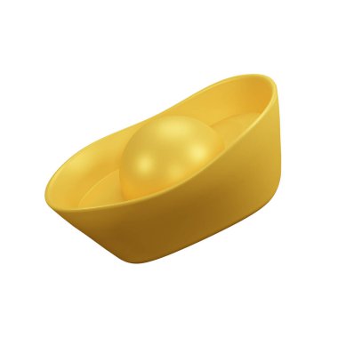 Coin chinese isolated white background. Realistic golden coin, icon - 3D rendering