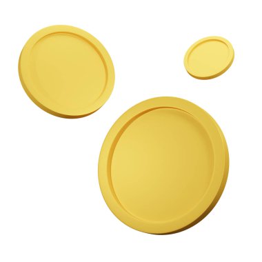 Coin isolated white background. Realistic golden coin, icon - 3D rendering