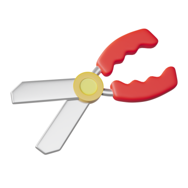 Kırmızı saplı oyuncak makas tasviri