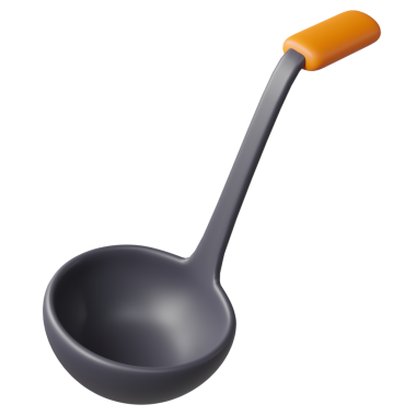 Turuncu saplı 3B Siyah Ladle