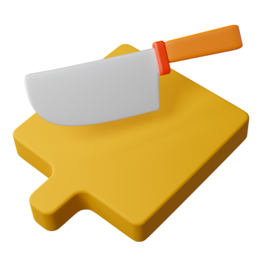 Cleaver 'la 3D Mutfak Bıçağı ve Kesme Tahtası