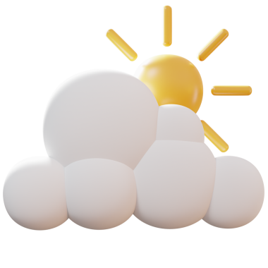 Güneş Resimli 3D Karikatür Bulutu - iklim, hava