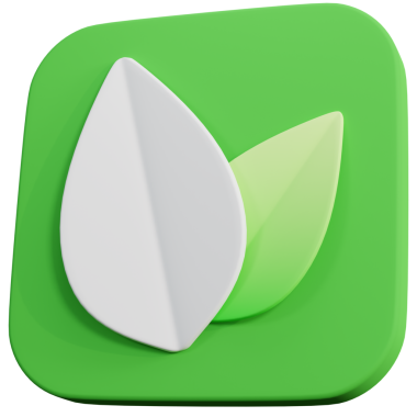 3D Biçimli Yeşil Yaprak Simgesi Tasarımı - Çevre dostu