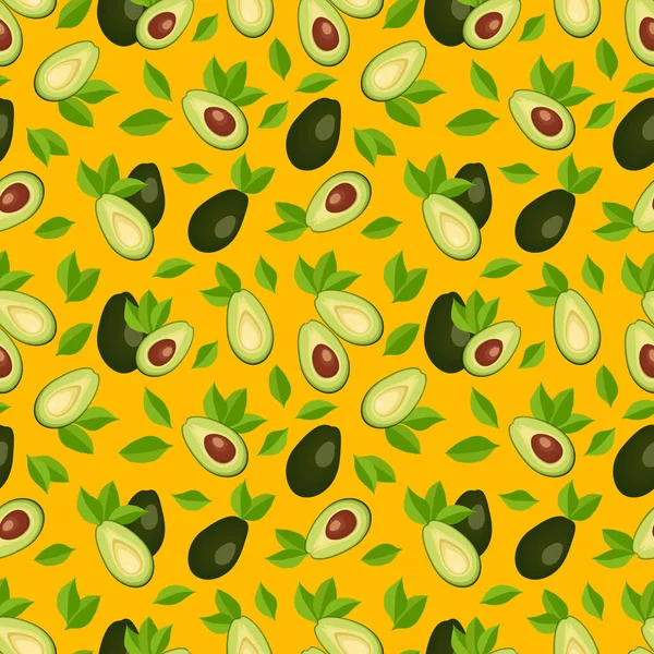 Padrão Sem Costura Com Abacate Folhas Comida Vegetariana Saudável Ilustração —  Vetores de Stock