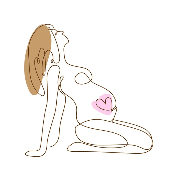 Schwangere Macht Yoga Und Meditation Konzept Schwangerschaft Mutterschaft Gesundheitsfürsorge Illustration — Stockvektor