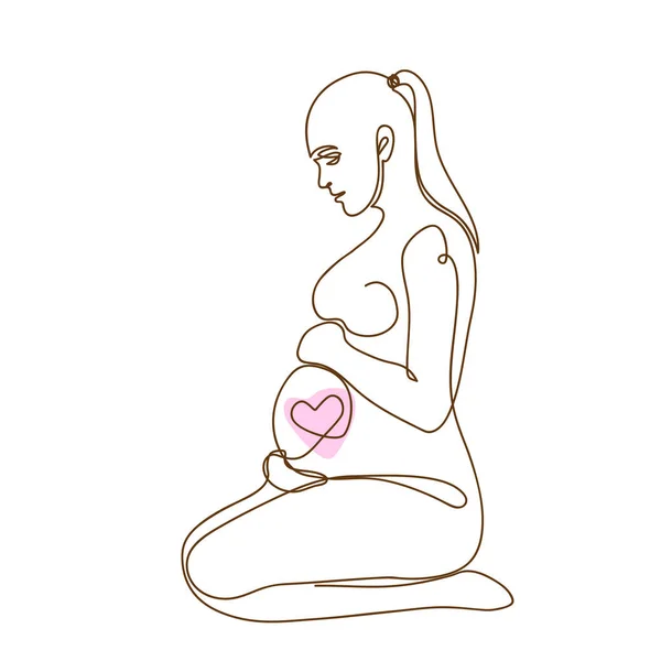 Pregnant Woman Makes Yoga Meditation Concept Pregnancy Motherhood Health Care — Stock Vector