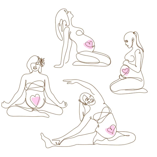 Těhotná Žena Dělá Jógu Meditaci Pojem Těhotenství Mateřství Zdravotní Péče — Stockový vektor