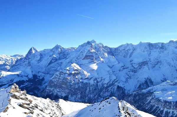 Gunung Schilthorn Eiger Monch Jungfrau Swiss Puncak Gunung Bersalju Pegunungan — Stok Foto