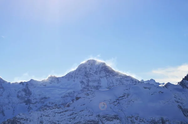Mountain Schilthorn Eiger Monch Jungfrau Suíça Picos Montanhas Nevadas Dos — Fotografia de Stock