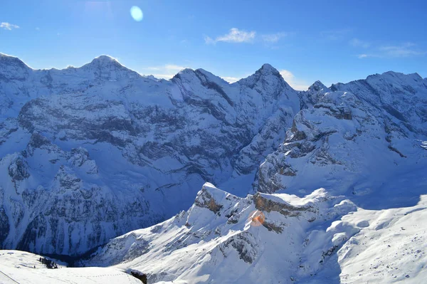 Mountain Schilthorn Eiger Monch Jungfrau Suíça Picos Montanhas Nevadas Dos — Fotografia de Stock