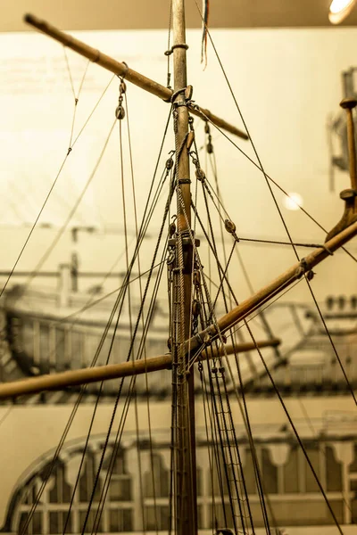 Model Wooden Sailing Frigate Close Museum Exhibit Museum Ocean Kaliningrad — Stock Photo, Image