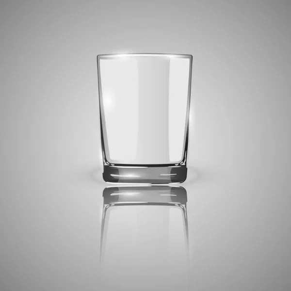 Een Eenvoudig Glas Een Grijze Achtergrond Met Reflectie Het Oppervlak — Stockvector