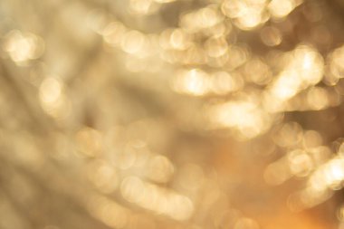 Röfleler ve bokeh ile bulanık arkaplan. Işıltı ve ışıltının altın arkaplanı