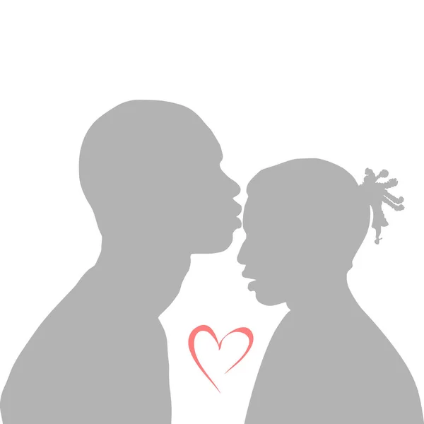 Силуэт Влюбленной Пары Легкий Поцелуй Лоб Нежность Отношениях Отношения Влюбленных — стоковый вектор