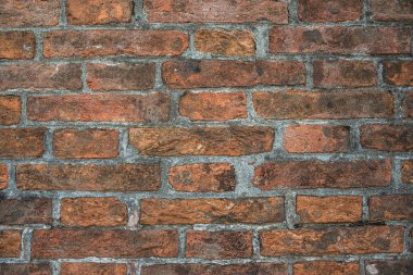 Tuğla duvar Eski tuğla işi. Kırmızı tuğlalı arka plan. Kopyalanacak yer