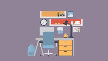 vector illustration for study desk schoolchildren