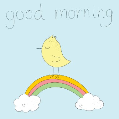 Renkli gökkuşağının sevimli hayvan çizimi