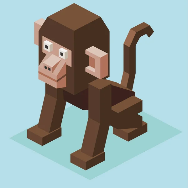 Izometryczna Ilustracja Małpy — Wektor stockowy