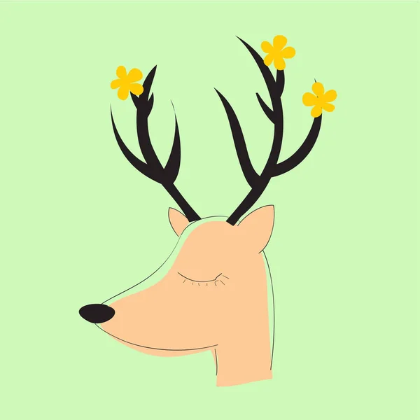 鹿の手描きキャラクター動物 — ストックベクタ