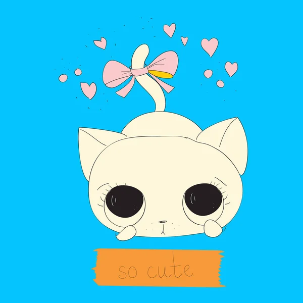 Glückliche Süße Katzen Cartoon Illustration — Stockvektor