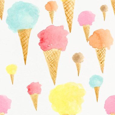 Suluboya 5 ile desenli resimli dondurma