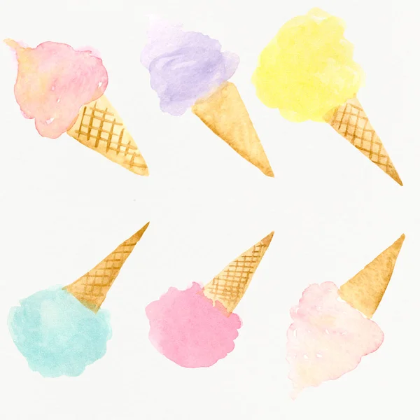 Pattern Illustration Ice Cream Watercolor6 — Stock Photo, Image