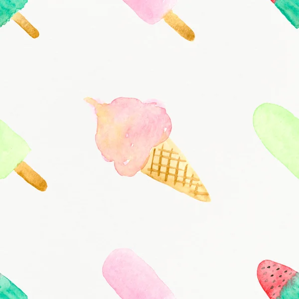 アイスクリームバニラの水彩画イラスト — ストック写真