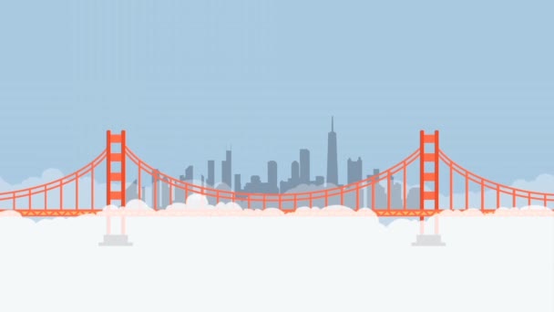 Анимация Высоких Мостов Белых Облаков — стоковое видео