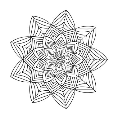 Soyut Mandala süs çiçekli el çizimi 7