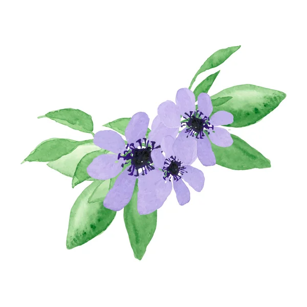Aquarell Illustration Einer Schönen Lila Blume — Stockvektor