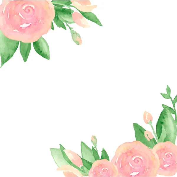 Akwarela Ilustracja Pięknej Czerwonej Róży Zielonymi Liśćmi Kwiatami — Wektor stockowy