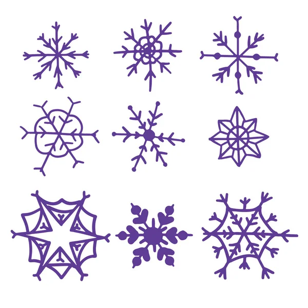 Winter Schnee Symbol Vektor Schneeflocken Isoliert Auf Weißem Hintergrund Set — Stockvektor