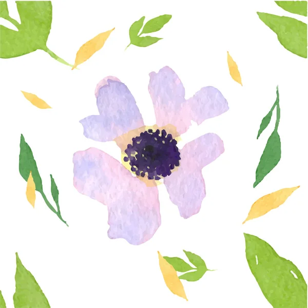 Акварельные Цветы Листья Бесшовный Цветочный Узор Вектор — стоковый вектор
