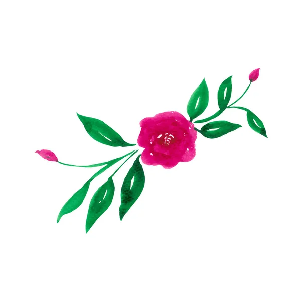 Ακουαρέλα Απεικόνιση Ενός Floral Μοτίβο Φύλλα Κλαδιά Μπουμπούκια Λουλούδι Και — Διανυσματικό Αρχείο