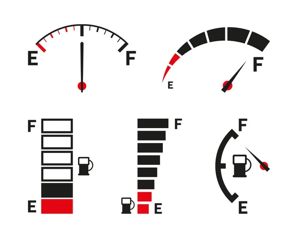 Calibre Combustível Tanque Cheio Painel Carro Ilustração Estilo Plano — Vetor de Stock
