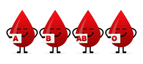 Група Крові Вигляді Краплі Крові Різні Типи Крові Векторні Ілюстрації — стоковий вектор