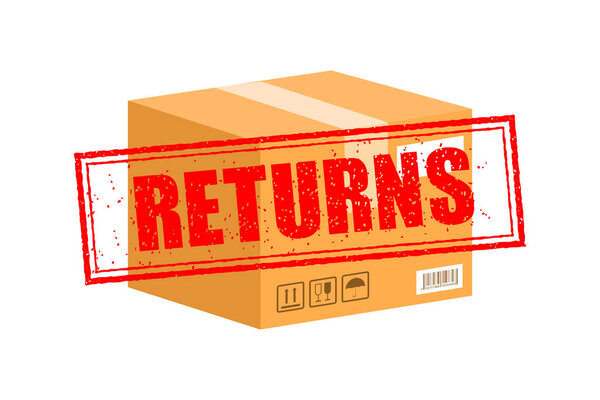 Returns box, great design for any purposes. Vector concept. Courier service delivery.