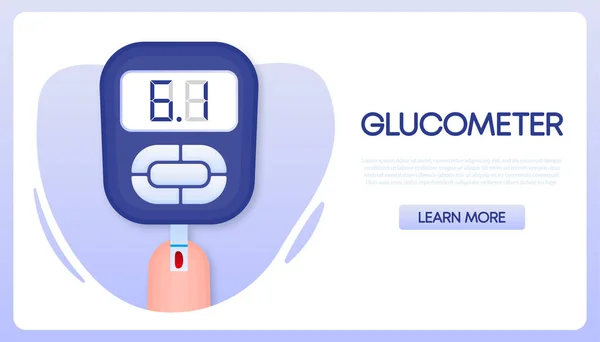 stock vector Poster with Glucometer icon. Device for testing and monitoring level of sugar or glucose in blood