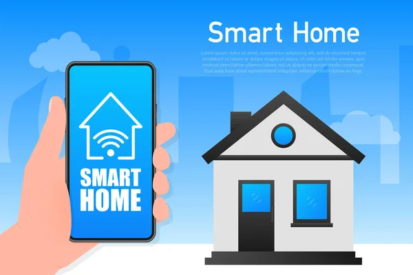 Conceito Smart Home Conceito Automação Casa Inteligente Fundo Luz — Vetor de Stock