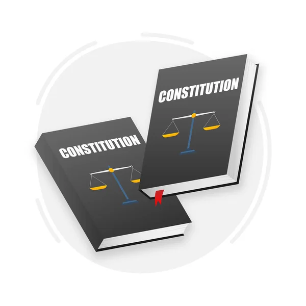 Anayasa Kitabı Düz Bir Hukuk Kitabı Vektör Illüstrasyonu — Stok Vektör
