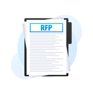 RFP - teklif belgesi, sözleşme talebi. Vektör illüstrasyonu